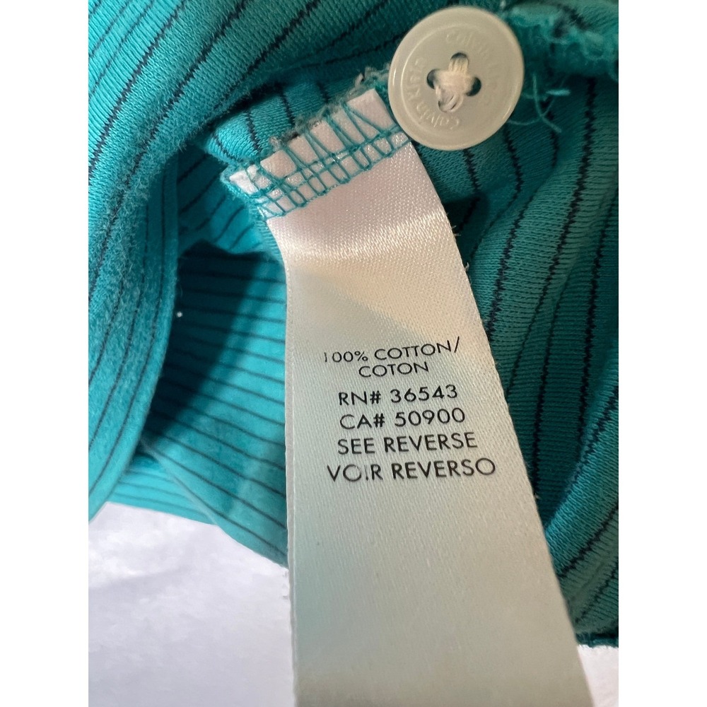 Calvin Klein Mens 90s Preppy Teal Green Striped Short Sleeve Cotton Polo‎ Large - Picture 7 of 7